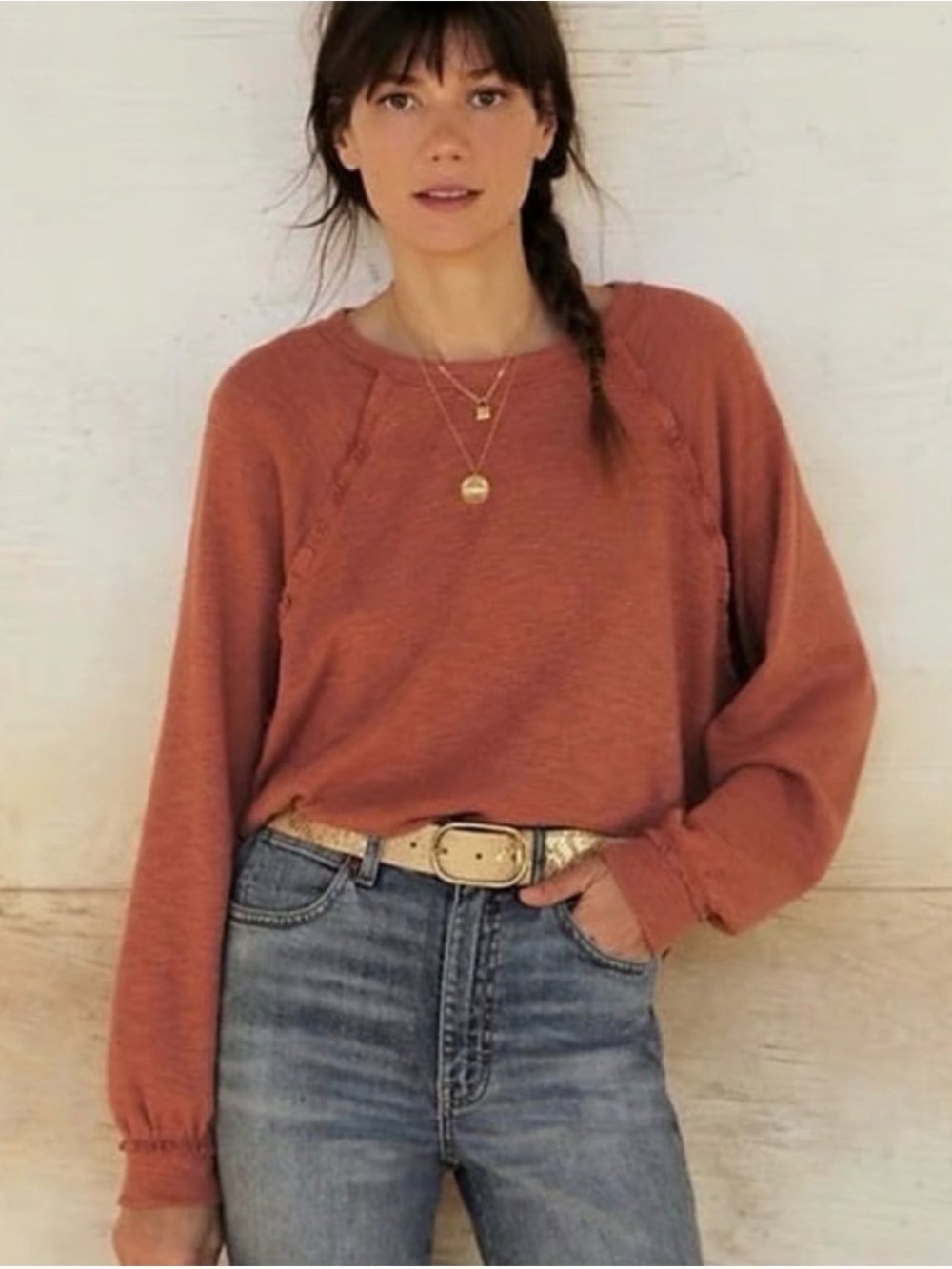 Anthropologie Rust Long Sleeve Tee